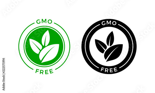 GMO free icon. Vector green non GMO label sign photo