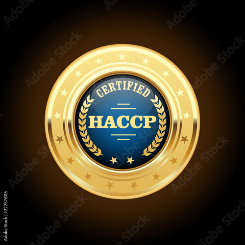 HACCP certified gold medal - Hazard Analysis and Critical Control Points insignia