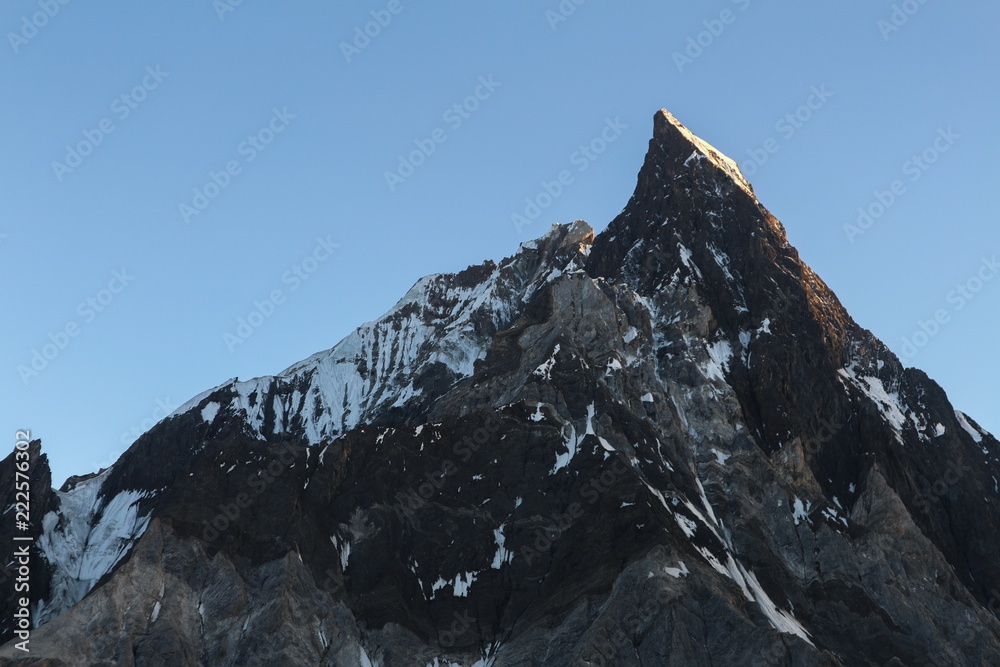 Fototapeta premium Mitre peak in Karakoram mountain range view from Concordia camp, k2 base camp, Pakistan.