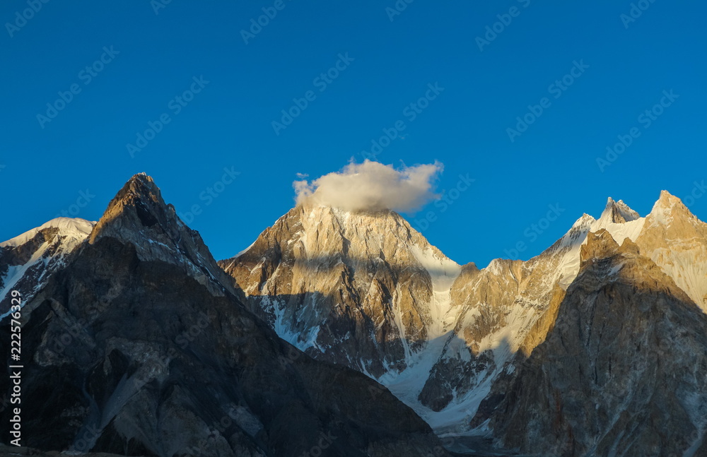 Fototapeta premium Gasherbrum 4 mountain peak at K2 trekking route along the way to Concordia camp, K2 Base Camp trek, Pakistan