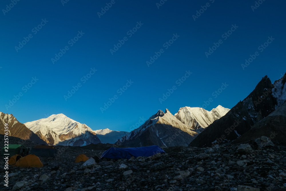 Obraz premium Gasherbrum 4 mountain peak at K2 trekking route along the way to Concordia camp, K2 Base Camp trek, Pakistan