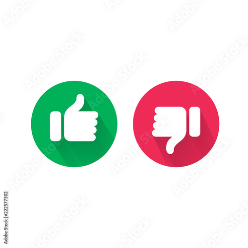 Like and unlike thumb up and down vector icons