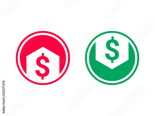 Cost price decrease grow vector arrow dollar icon