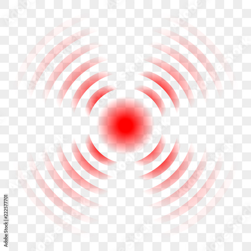 Pain red circle painkiller ache point vector icon