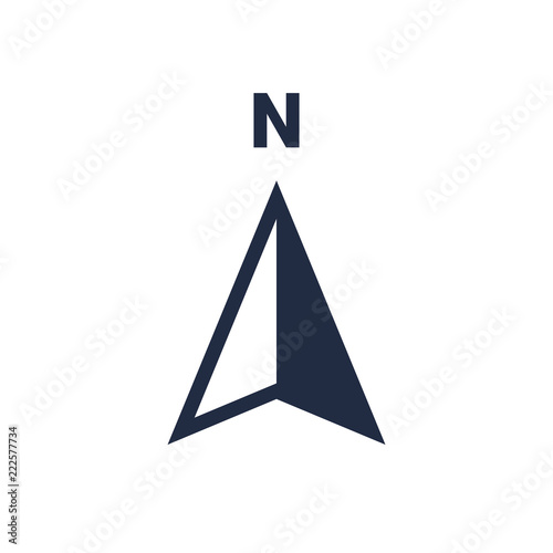 North arrow icon N direction vector point symbol