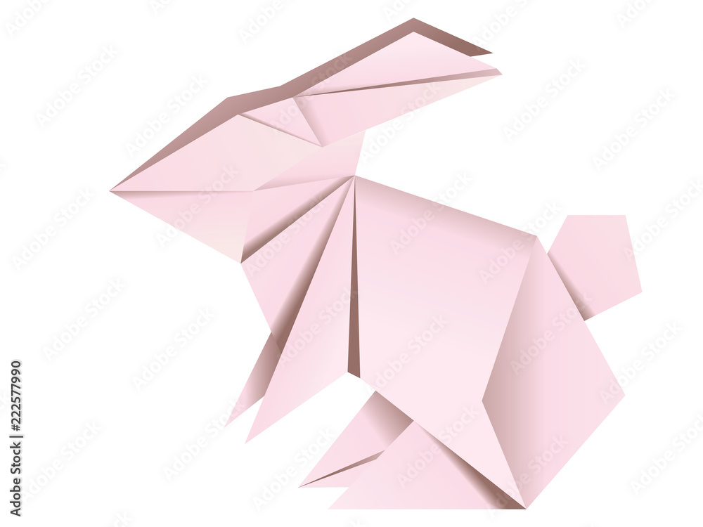 Naklejka premium Różowy królik origami