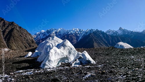 K2 and Broad Peak from Concordia in the Karakorum Mountains Pakistan photo