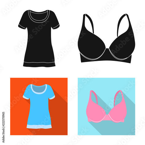 Isolated object of woman and clothing sign. Set of woman and wear vector icon for stock.