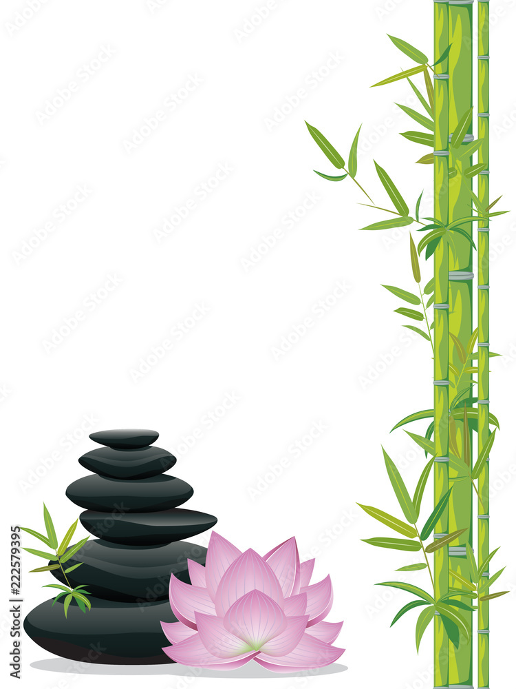 Fototapeta Zen stones with lotus