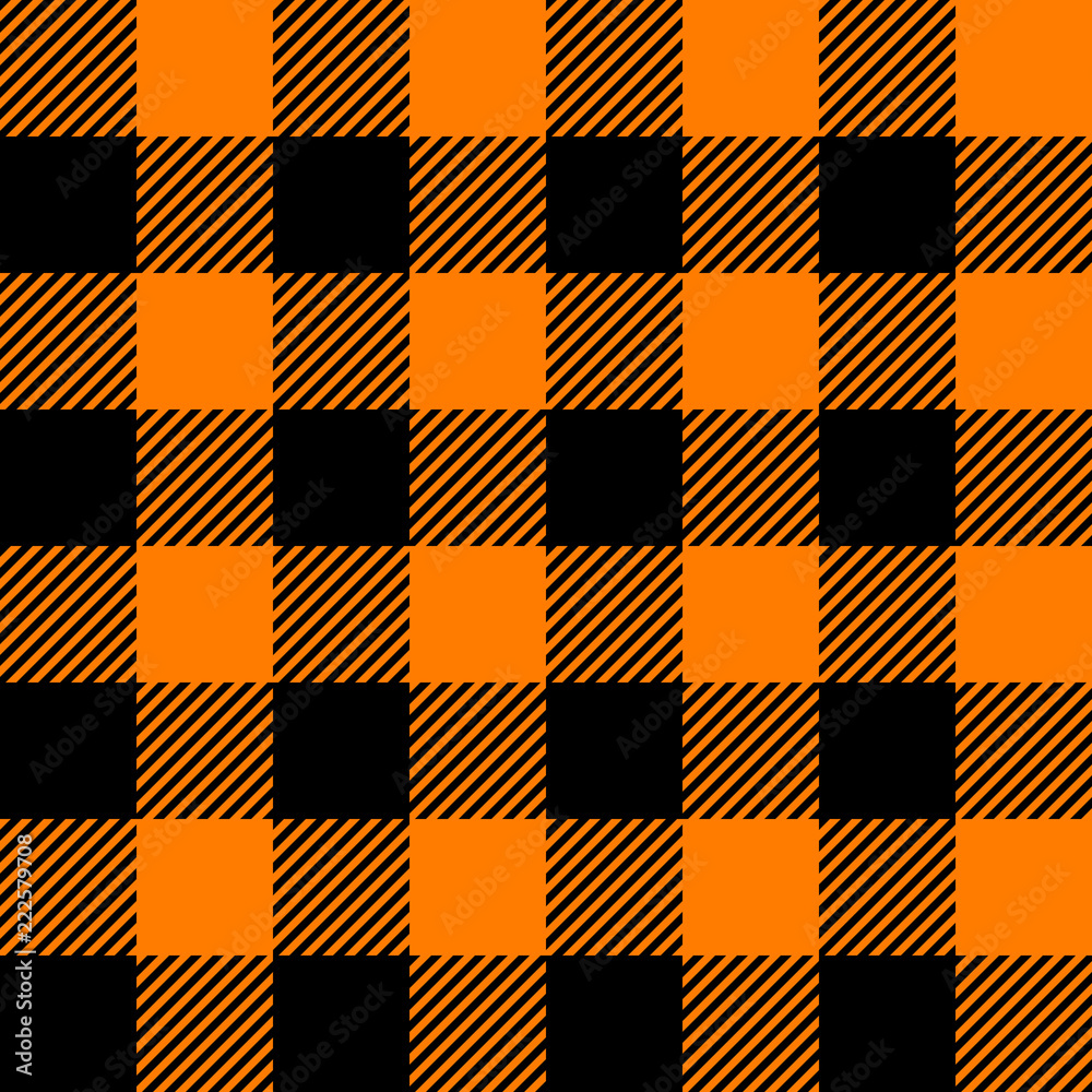 tartan black and orange seamless texture
