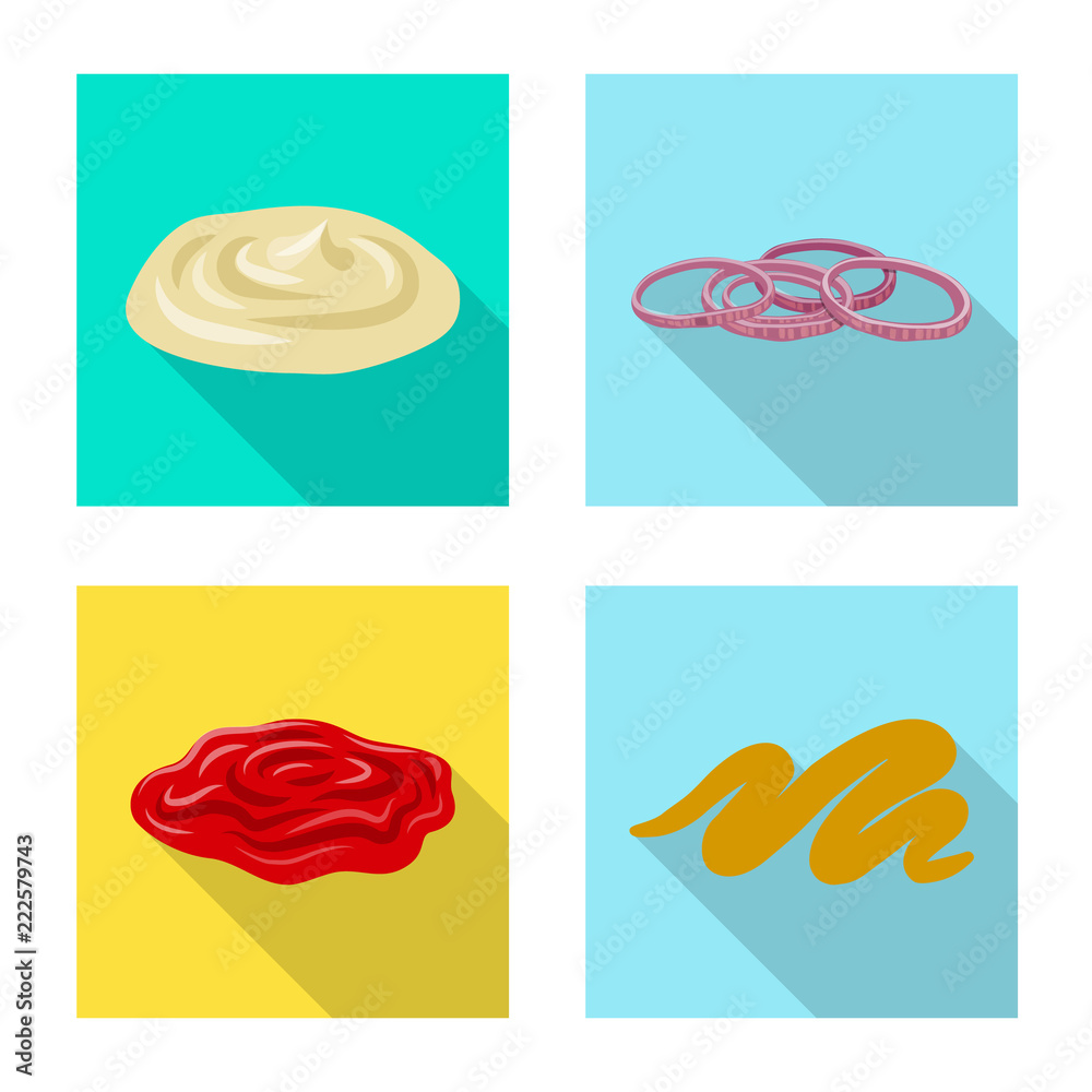 Vector illustration of burger and sandwich symbol. Collection of burger and slice stock vector illustration.
