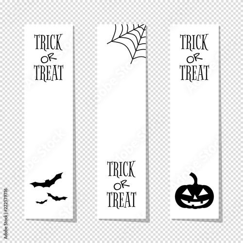 trick or treat, white halloween vertical banners set
