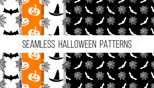 seamless halloween style vector patterns set