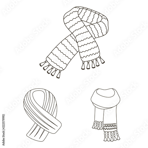 Scarf and Shawl outline icons in set collection for design.Clothes and Accessory vector symbol stock web illustration.