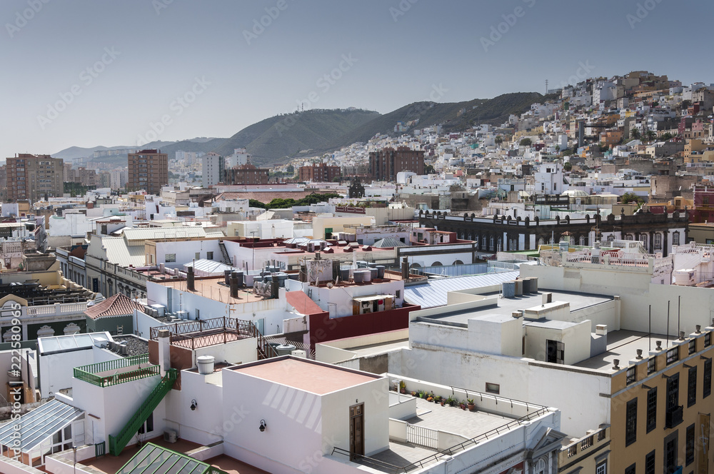 Views of the city of Las Palmas de Gran Canaria, Canary Islands, Spain, from the belltower of the Cathedral of Santa Ana