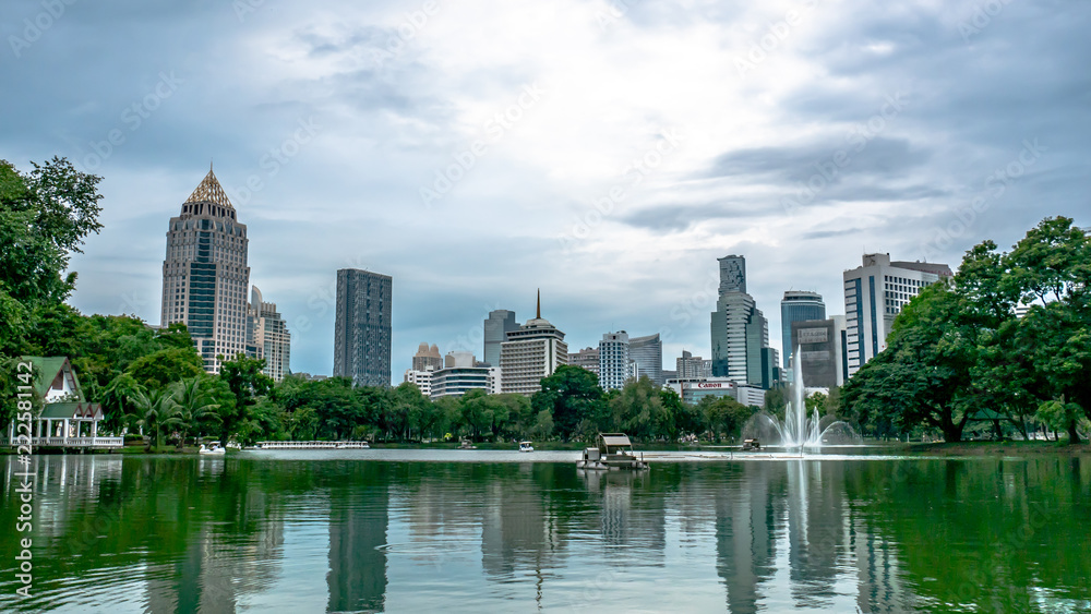 Landscape of Lumpini park Bangkok Thailand