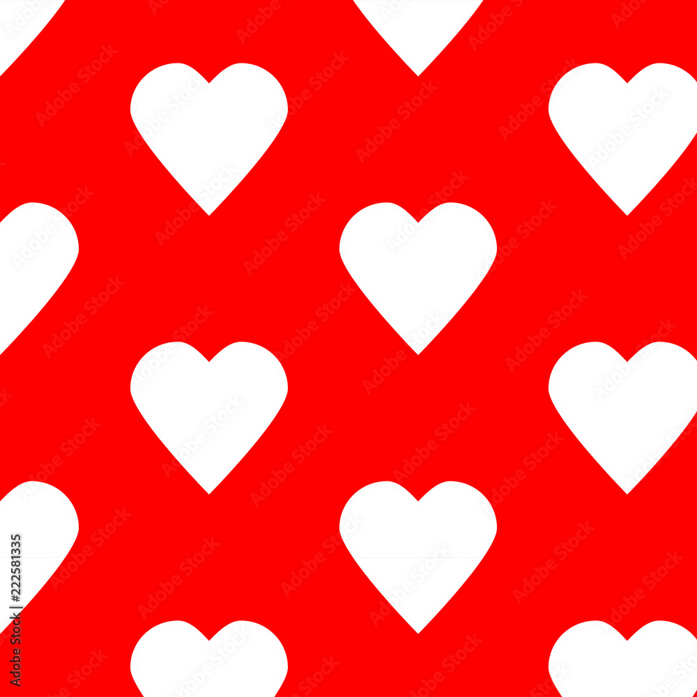 Valentine heart vector pattern. Seamless heart pattern.  White  heart on  red background vector