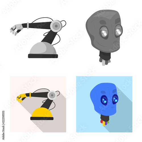 Vector design of robot and factory symbol. Collection of robot and space stock vector illustration.