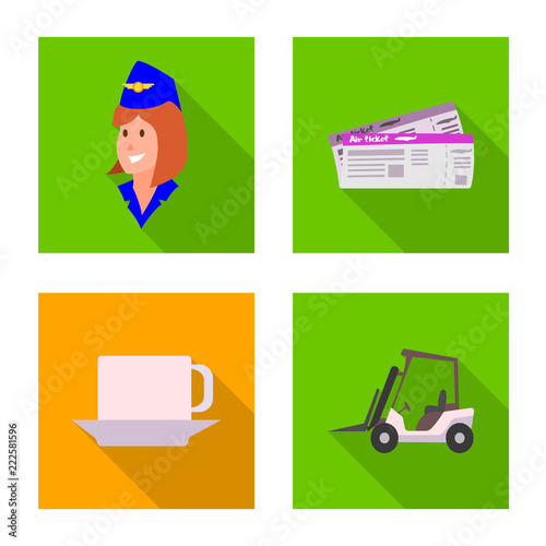 Vector design of airport and airplane logo. Set of airport and plane vector icon for stock.