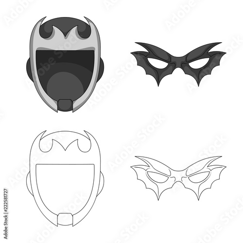 Vector illustration of hero and mask icon. Collection of hero and superhero vector icon for stock.