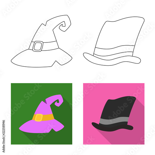 Vector illustration of headgear and cap sign. Collection of headgear and accessory vector icon for stock.
