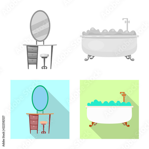 Isolated object of furniture and apartment icon. Collection of furniture and home vector icon for stock.