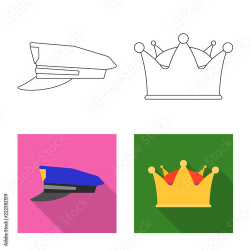 Isolated object of headgear and cap sign. Set of headgear and accessory vector icon for stock.