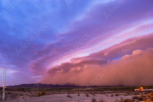 Haboob dust storm ahead of a powerful monsoon thunderstorm in the Arizona desert.