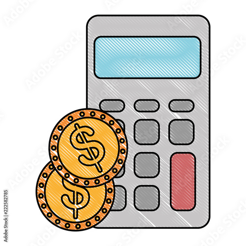 calculator math with coins