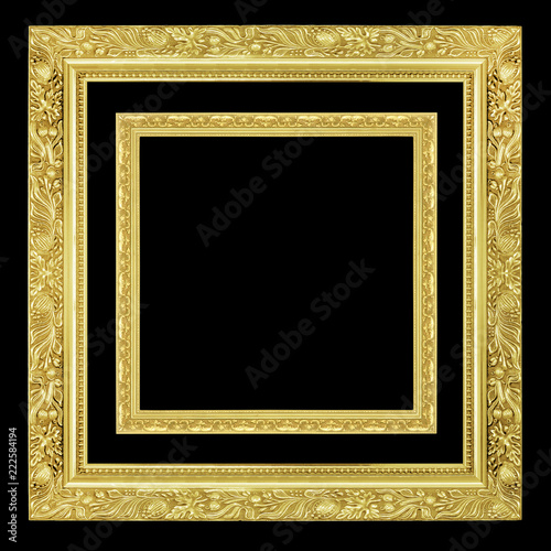 The antique gold frame on black background