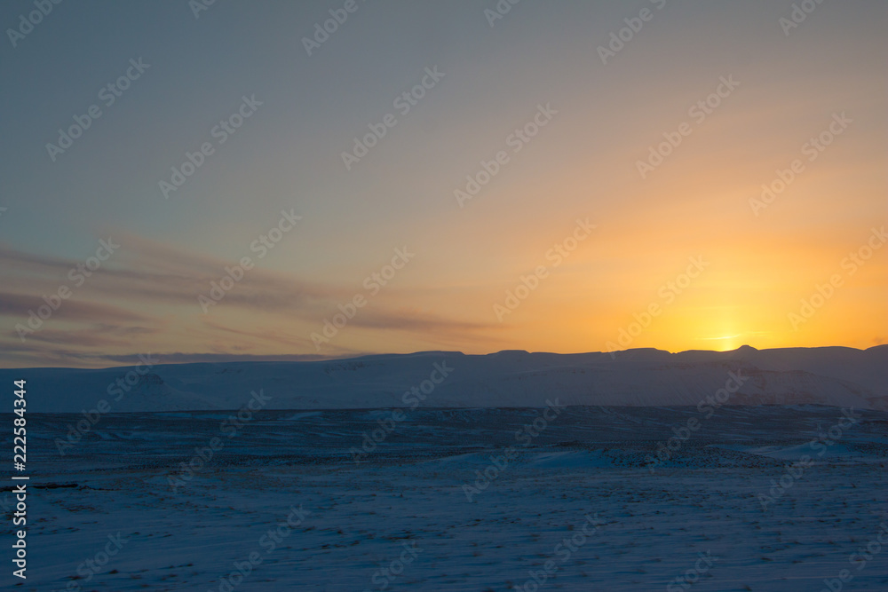 Sunset in north iceland