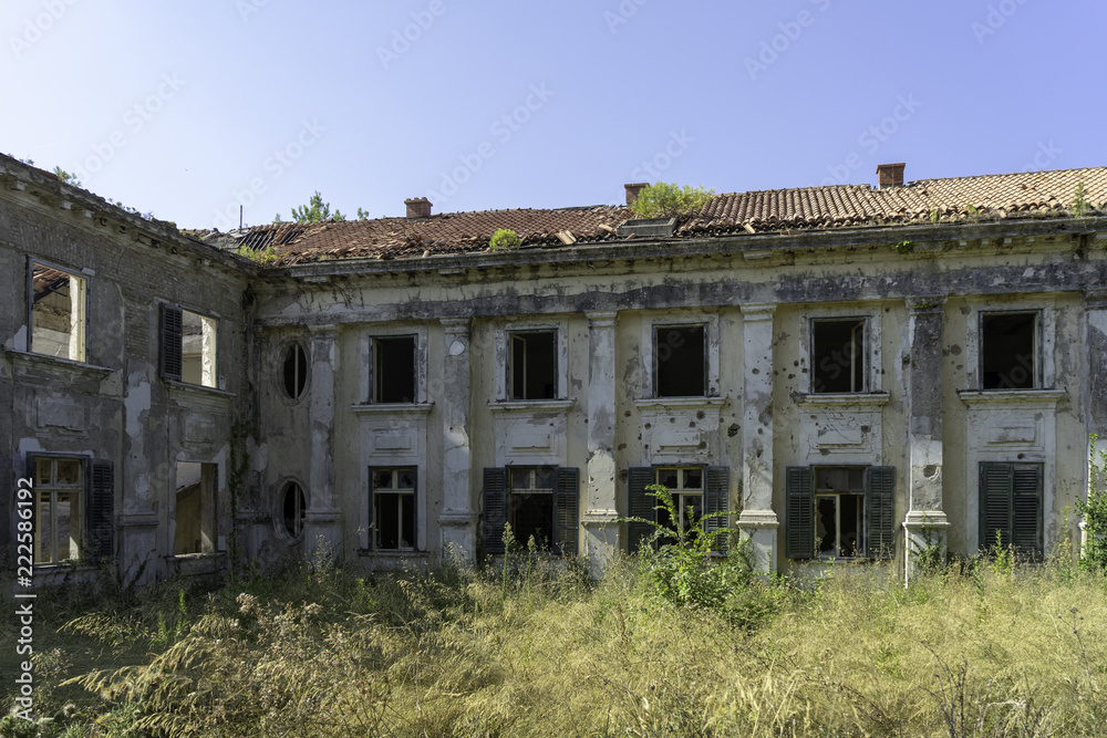 The destroyed building after War in Srebreno Croatia