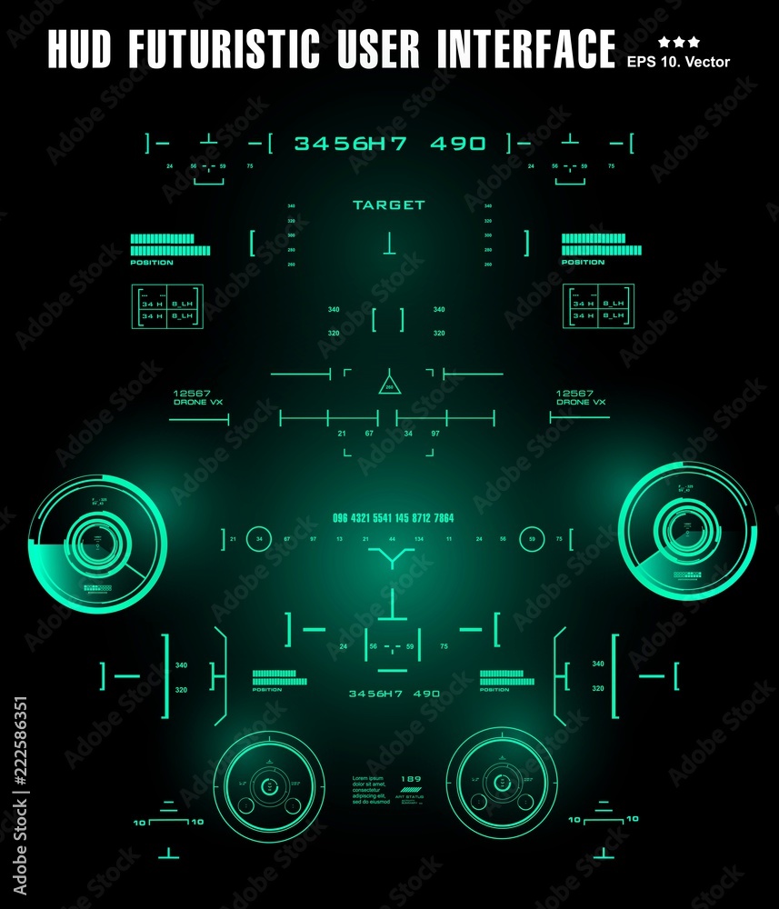 Target HUD elements. Futuristic green virtual graphic touch user interface Target HUD elements. Futuristic green virtual graphic touch user interface
