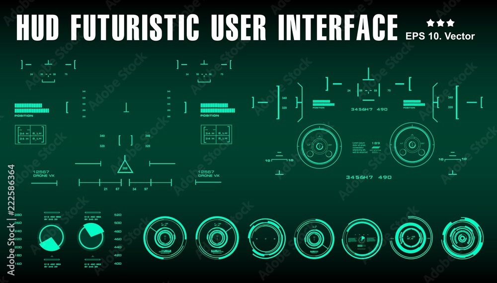 Fototapeta premium Target HUD elements. Futuristic green virtual graphic touch user interface