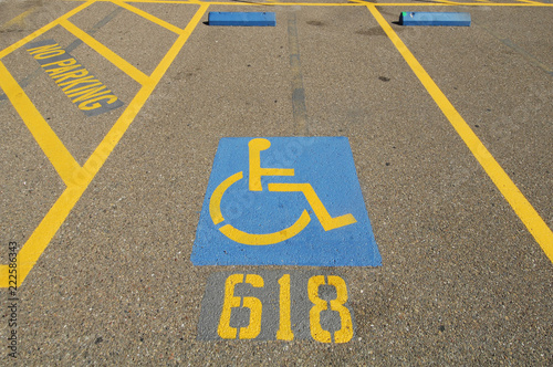 Billede på lærred ADA complient Wheelchair Parking Zone with extra space for ramp, Jackson, Califo
