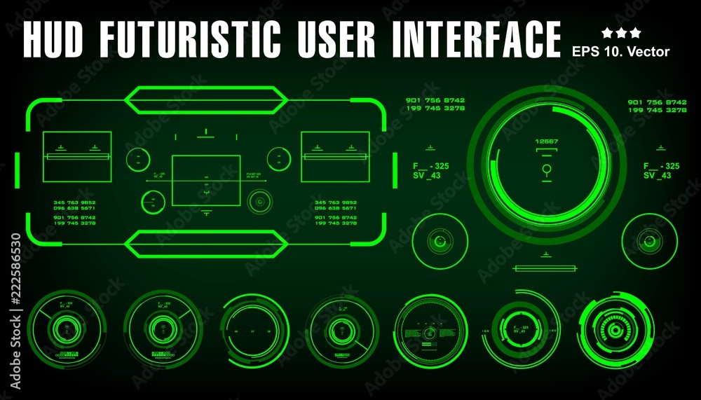 Target HUD elements. Futuristic green virtual graphic touch user interface Target HUD elements. Futuristic green virtual graphic touch user interface
