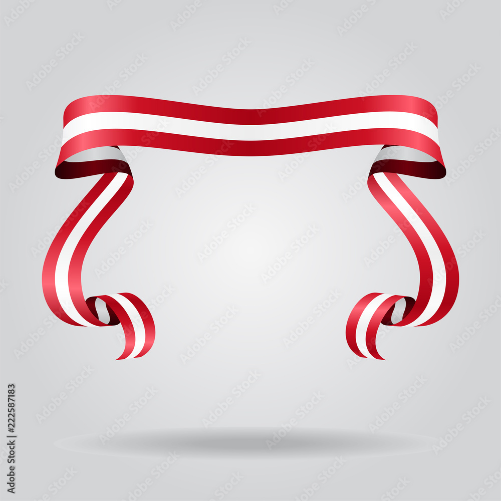 Obraz premium Austrian flag wavy ribbon background. Vector illustration.