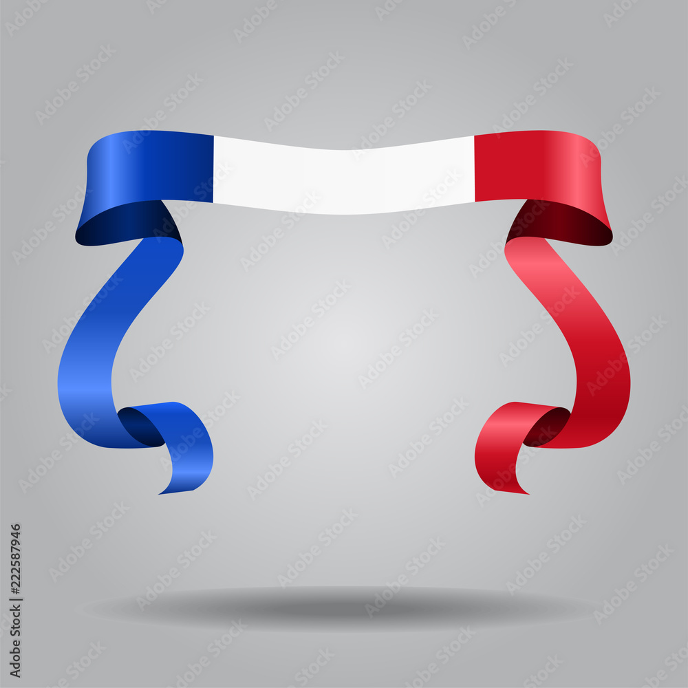 French flag wavy ribbon background. Vector illustration. French flag wavy ribbon background. Vector illustration.