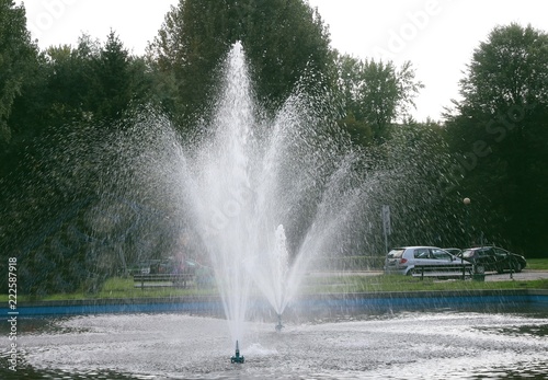 landscape with pretty fountain in park 