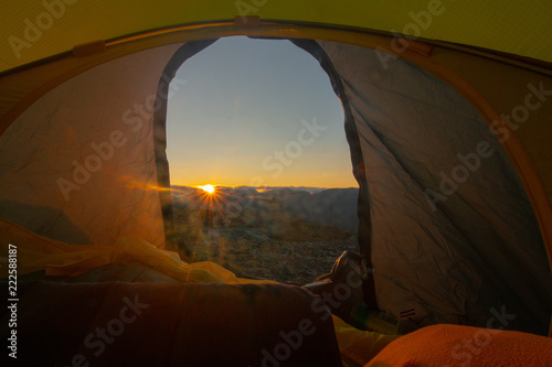 scenic sunrise after a cold night in telemark, norway photo