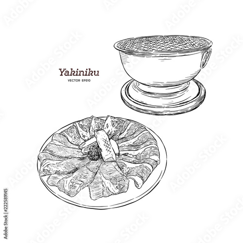 korean bbq illustration vector.