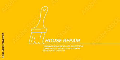 Hand tools for home renovation and construction. Linear House repair poster.