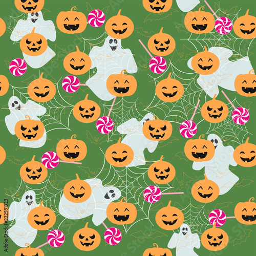 Halloween holiday  seamless background  pattern with pumpkin. Vector illustration.