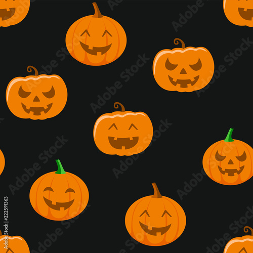Halloween holiday, seamless background, pattern with pumpkin. Vector illustration.