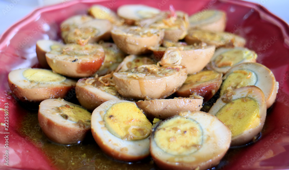 Egg semur or Indonesian stew. Egg in sweet soy sauce. Egg semur or Indonesian stew. Egg in sweet soy sauce.