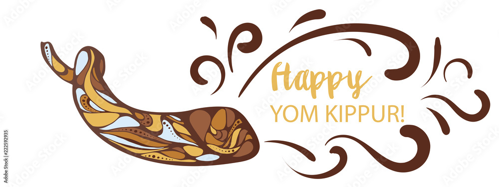 Vector illustration of Happy Yom Kippur background with shofar Stock Vector  | Adobe Stock