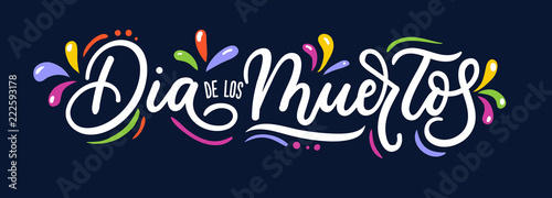 Dia de los Muertos greeting card for Day of the Dead. Greeting vector illustration with lettering.