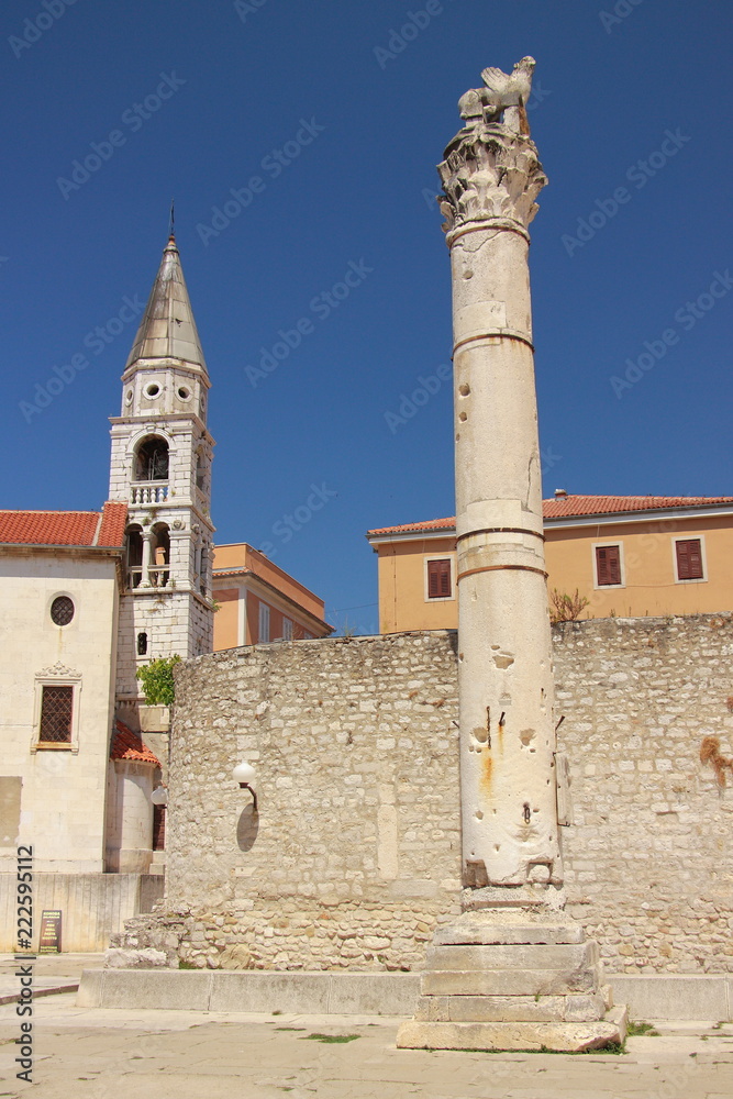 Croatia, Zadar - Roman column near the Serbian church of Saint. Elijah.