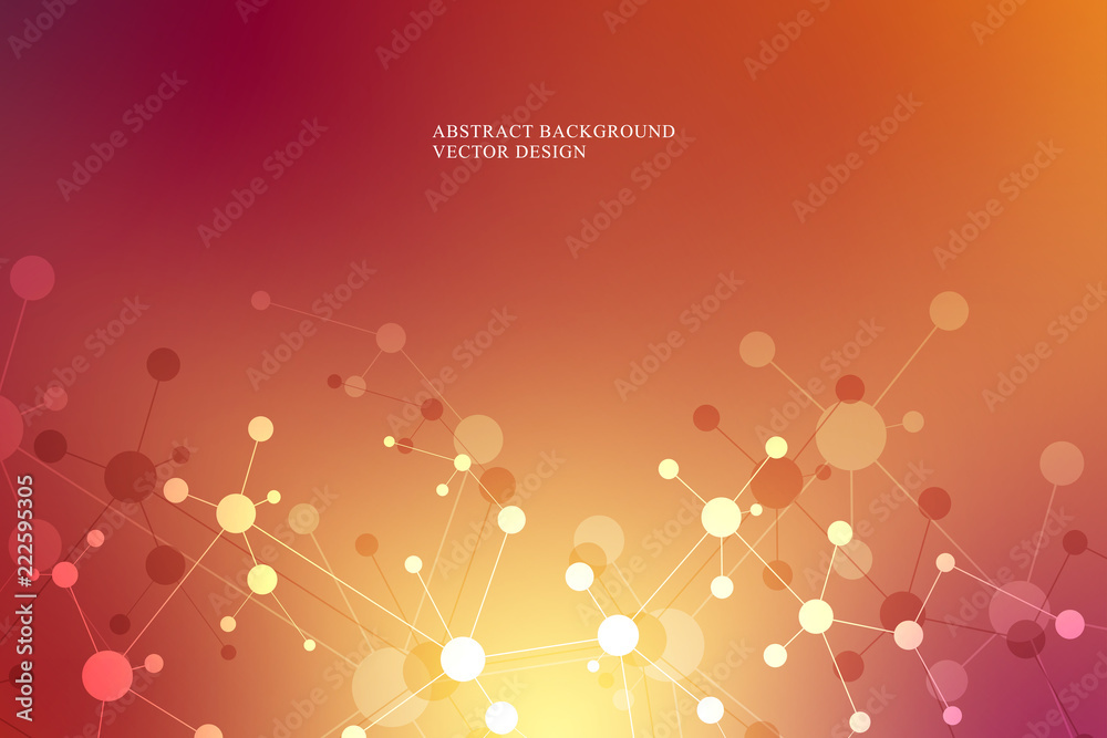 Molecular structure background and communication. Abstract background from molecule DNA. Medical, science and digital technology concept with connected lines and dots.