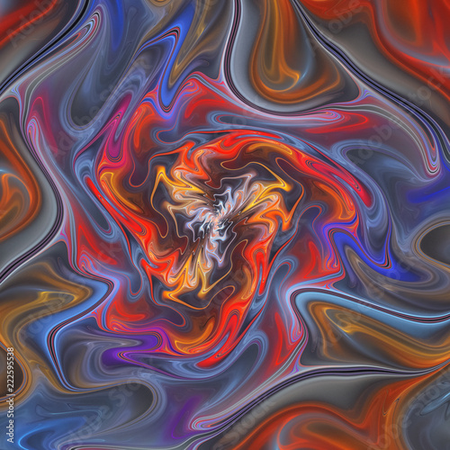 Abstract red and blue wavy texture. Fantasy fractal background. Digital art. 3D rendering.